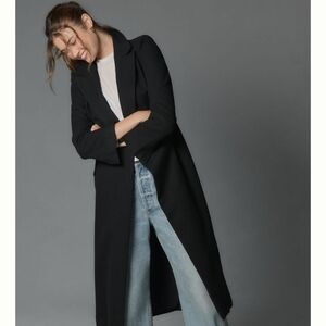 Maeve Longline Black Coat from Anthropologie